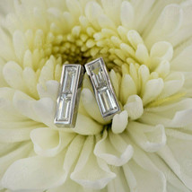0.20CT Standing Baguette Cut Diamond Stud Earrings In 14K White Gold Finish - £61.09 GBP