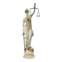 Large Themis Greek Roman Blind Justice Law Goddess Cast Marble Statue Sc... - $399.25