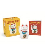 Lucky Cat Japanese Maneki-Neko Waving Arm Figurine &amp; Mini Book on Histor... - £8.21 GBP