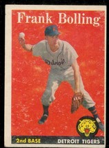 Vintage Baseball Trading Card Topps 1958 #95 Frank Bolling Detroit Tigers - £9.77 GBP
