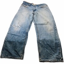 Levis 569 Jeans Mens 35x28 Distressed Baggy Loose Straight Fit Blue Faded Denim - £37.12 GBP