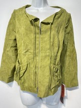 Vintage philippe adec Paris Green leather Full Zip  jacket Women’s Size 10 - $44.54