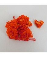 Lot Of 16 Handmade Crocheted Orange and Red Flowers Approx 3&quot; Diameter Yarn - £11.47 GBP