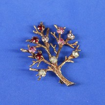 Incredible Vintage 18k HGE Branches Multi-Colored Rhinestone Galore Tree Brooch - £19.51 GBP