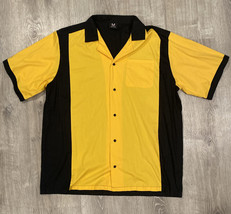 Hilton Bowling Retro Button Up Shirt Black Yellow Steelers Colors Mens XL - $26.32