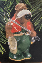 1997 "Catch of the Day" Hallmark Keepsake Bear Catching Fish Christmas Ornament - £6.14 GBP