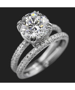 Engagement Ring Set 3.10Ct White Round Cut Moissanite 14K White Gold in ... - £264.99 GBP