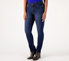 Denim &amp; Co. Coolmax All Seasons Slim Straight Jeans- DEEP INDIGO, PLUS P... - £31.02 GBP