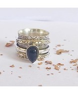 Black Onyx Spinner Ring, 925 Sterling Silver Gemstone Ring, Handmade Rin... - $880.92 MXN