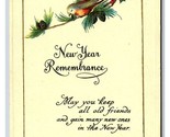 New Year Remembrance Sparrows Pine Baugh UNP Embossed DB Postcard V17 - £3.07 GBP