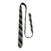 Vintage Men’s Striped Tie – Gray and Burgundy Diagonal Pattern – 100% Da... - €10,06 EUR