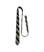 Vintage Men’s Striped Tie – Gray and Burgundy Diagonal Pattern – 100% Da... - $11.70