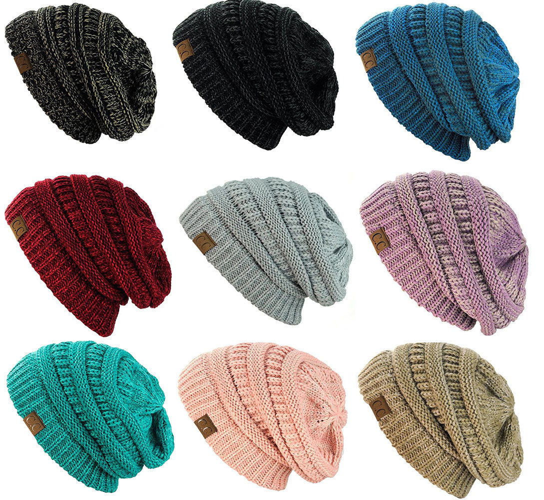 Unisex Womens CC Slouchy Skull Cap Warm Thick Knit Beanie