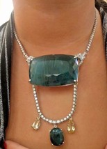 New Chistick Huge 449.7ct Grandidierite beryl diamond Platinum 18k gold necklace - £474,817.44 GBP