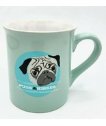 ♡ Love Your Mug ♡ &quot;Pugs &amp; Kisses&quot; 16 Oz Mint Green Porcelain Coffee Mug ... - £11.86 GBP
