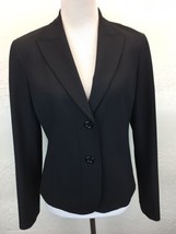 S6 Lafayette 148 Sz 6 Wool Stretch Black Fitted Blazer Jacket Point Collar - £16.17 GBP