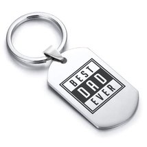 Stainless Steel Best Dad Ever Dog Tag Keychain - £7.98 GBP