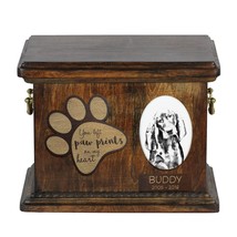 Urn for dog’s ashes with ceramic plate and description - Black And Tan Coonhound - £77.54 GBP