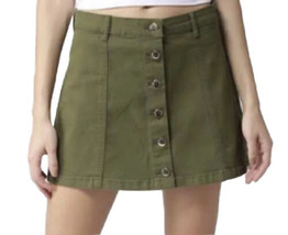 Armée Vert Bouton Bas Avant Jeans Mini Jupe Taille 31 / Taille L - $14.75