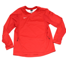 NIKE Baseball Long Sleeve Mens Jacket Red Pullover Cage Windshirt Medium - $19.55