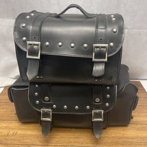 Leather Motorcycle Saddlebag For Sissy Bar 4 Compartments - £150.78 GBP