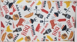 Set Of 2 Fabric Cotton Placemats (13&quot;x19&quot;) Summer Picnik, Cook Out,Bbq Items, Lt - £10.27 GBP