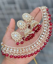 Indian Gold Plated Kundan Ramdan Bollywood Jhumka Choker Jewelry Set Joharibazar - £36.63 GBP