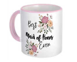 Best MAID OF HONOR Ever : Gift Mug Flowers Floral Boho Vintage Pastel - £12.45 GBP