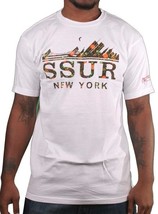 SSUR Fast Life Nyc New York Panorama Blowing Bianco Manica Corta Grafico T-Shirt - £17.74 GBP