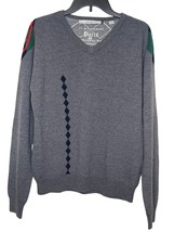 J.C. de Castelbajac Men Cardigan Sweater V Neck Wool Diamond Print Gray ... - £47.41 GBP