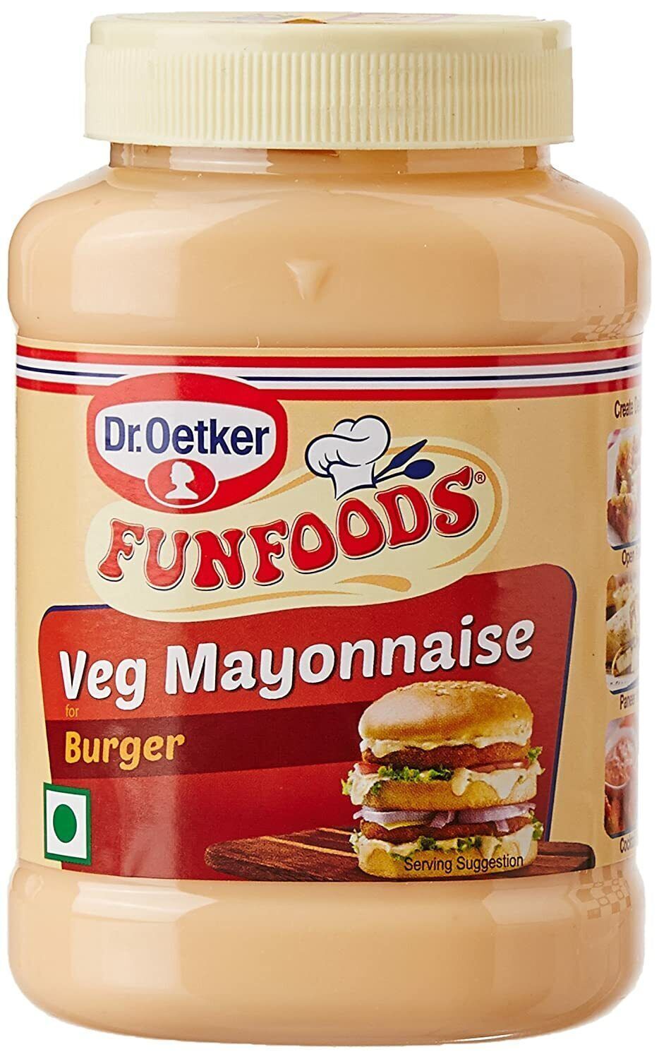 Dr. Oetker FunFoods Vegetarian Burger Mayonnaise 250 grams Bottle Eggless India - $13.65