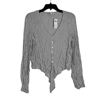 Hollister Top Size XS White With Black Stripes V-Neck Blouse Womens - £15.59 GBP