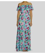 Betsey Johnson Women&#39;s Blue Floral Off The Shoulder Maxi Dress Size 2 new - $90.45 CAD