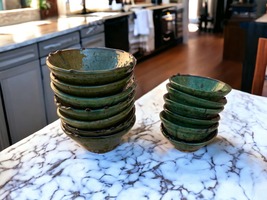 Set of 6 Tamegroute Bowls, Tamegroute Bowls Green Glazed Pottery, Set of 6 ceram - $199.00+