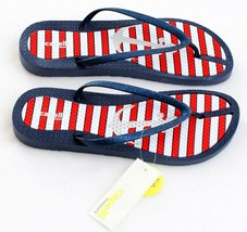 Capelli Red White &amp; Blue Striped Thong Sandals Flip Flops Women&#39;s NEW - £15.71 GBP