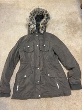 BCBG Generation Dark Brown Hooded Windbreaker Jacket Coat W/Zippers Size M - £19.14 GBP