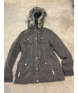 BCBG Generation Dark Brown Hooded Windbreaker Jacket Coat W/Zippers Size M - £18.83 GBP