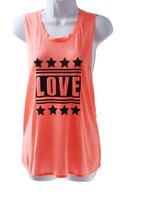 No Boundaries Junior  Orange LOVE Stars Graphic Tank Top Split Back Tee ... - $106.09 MXN