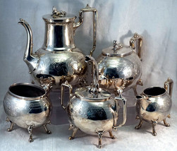 Manning Bowman &amp; Co. Silver Plate Coffee &amp; Tea Service Egyptian Sphinx &amp;... - £1,597.91 GBP