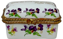 Imperial Porcelain Floral Gold Trim Trinket Box Psalm 100:2 SERVE THE LORD.... image 2