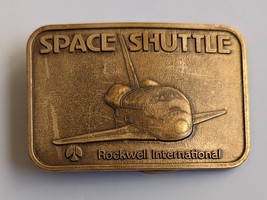 Space Shuttle Rockwell International Brass-Tone Belt Buckle - £12.74 GBP