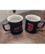 Boston Red Sox Navy Blue Ceramic Coffee Mug Set Of 2 With Red "B" Logo - $27.72