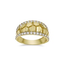 Real 14k Yellow Gold Nugget Ring Mens Band Size 10.5 - £407.55 GBP