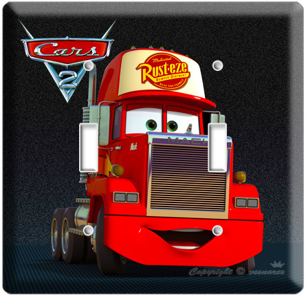 DISNEY'S CARS 2 MACK THE TRUCK DOUBLE LIGHT SWITCHPLATE - $14.99