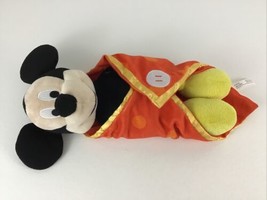 Disney Park Babies Mickey Mouse 12&quot; Plush Stuffed Toy Blanket Wrap Just Play - £16.58 GBP