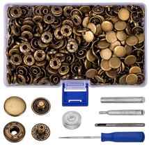 120Sets Leather Snaps And Fasteners Kit, 12.5Mm Bronze Snap Fasteners Ki... - £16.08 GBP