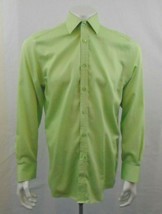 Bellissimo Wrinkle Free Modern Fit Green Button Up Dress Shirt Size 15  - £10.97 GBP