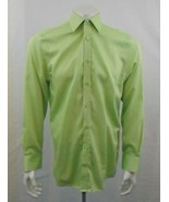 Bellissimo Wrinkle Free Modern Fit Green Button Up Dress Shirt Size 15  - £10.78 GBP