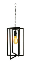 Oil Rubbed Bronze Finish Rectangular Metal Cage Pendant Light with Edison Bulb - £26.11 GBP