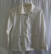 Hillard Hanson White Zipper Front Jacket Size Pm Cotton Spandex #8239 - £8.88 GBP